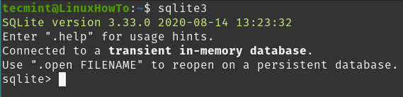 Start SQLite Session