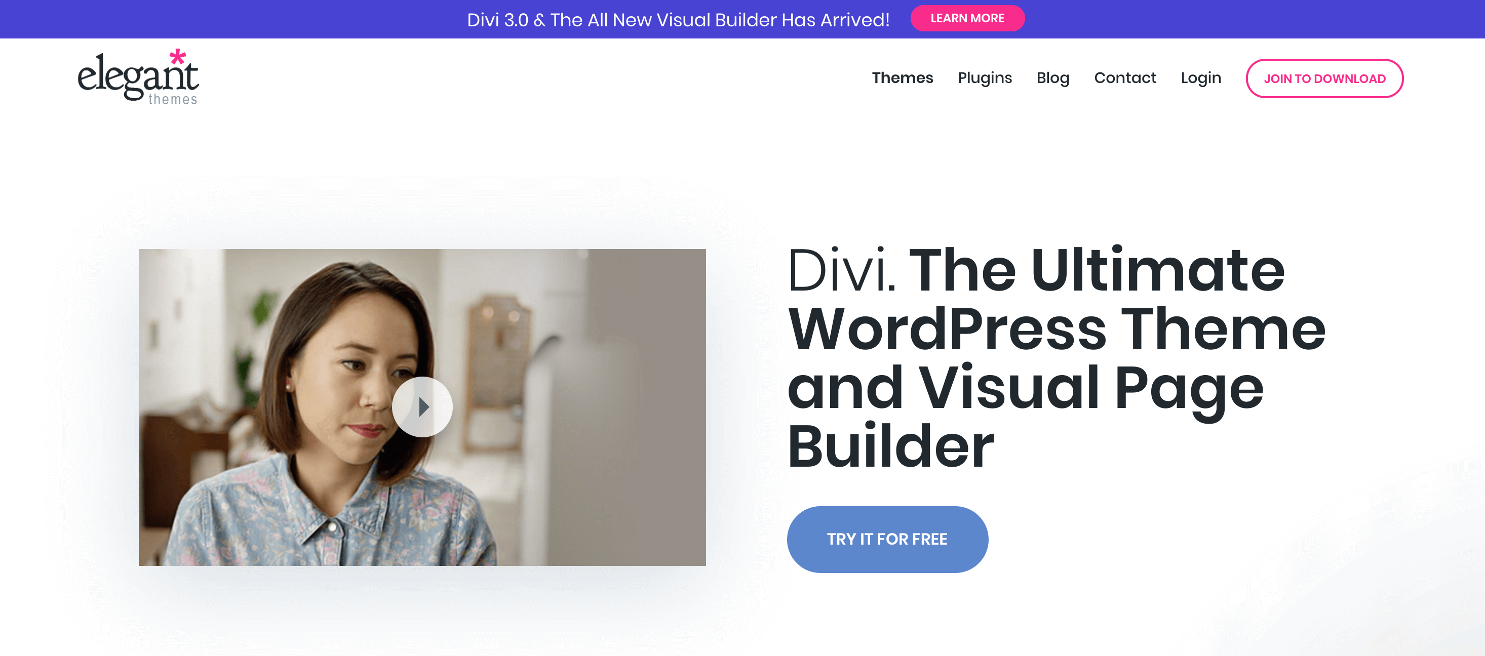The website for the Divi builder.