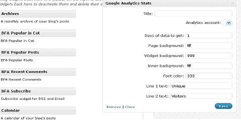 Google Analyticator - Widget