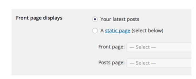 Update WordPress Reading Setting Home Page Post