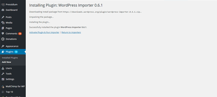 How to install WordPress Importer Tool