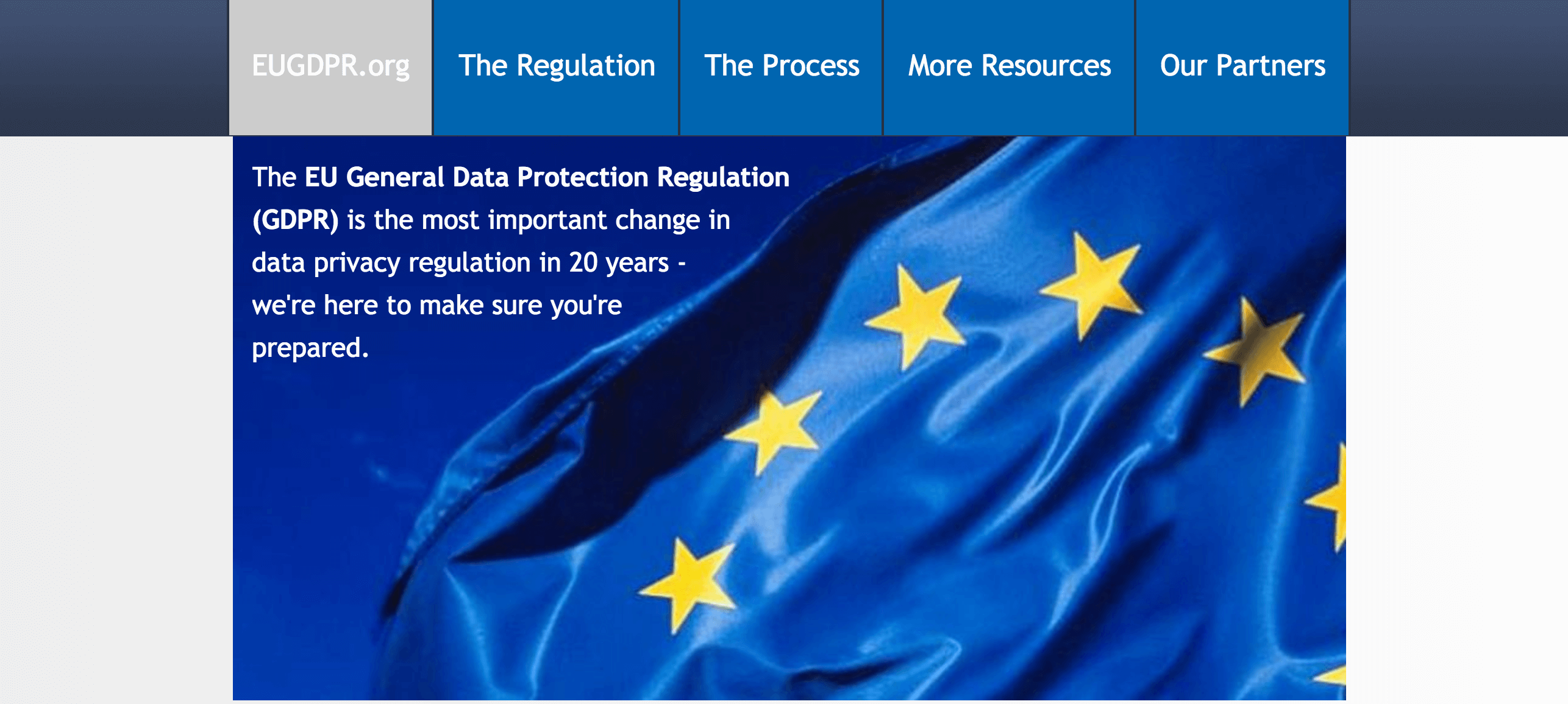 The home page for the GDPR portal.