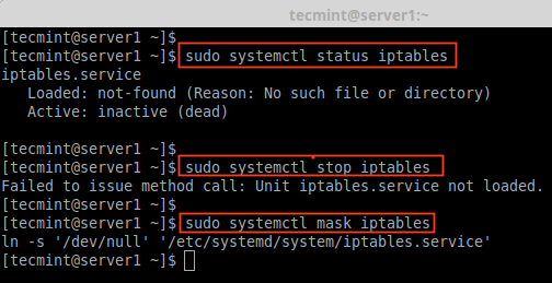 Disable Iptables in CentOS 7