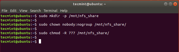 Create NFS Share in Ubuntu