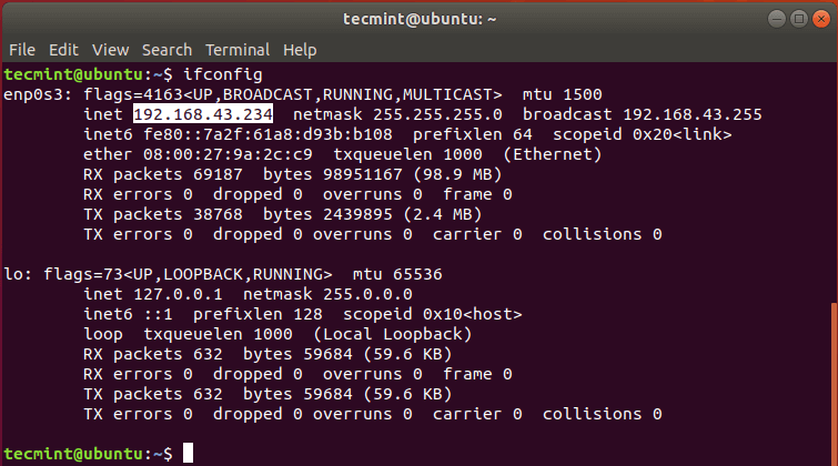 Check Ubuntu Server IP Address