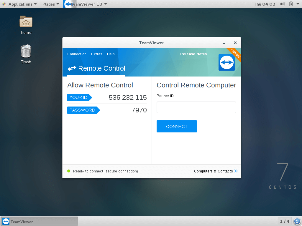 TeamViewer 15 Running on CentOS 7