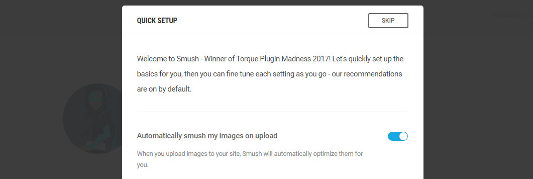 WP Smush's welcome screen.