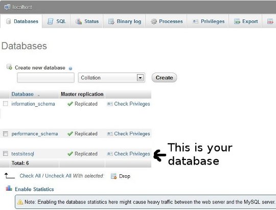 Creating database for WordPress