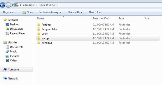 WampServer installation folder in C drive
