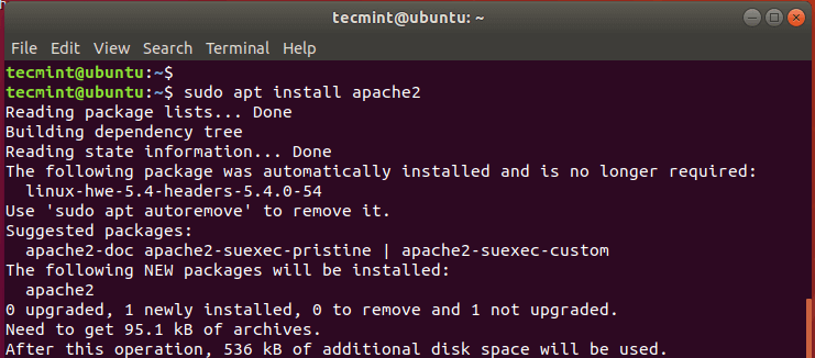 Install Apache in Ubuntu