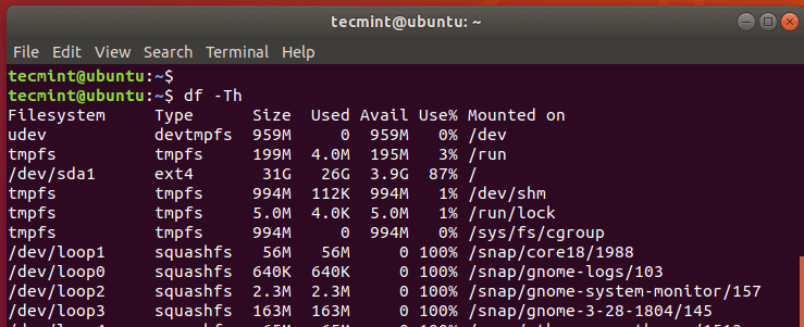 Check Linux Disk Usage