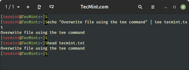 Overwrite a File in Linux