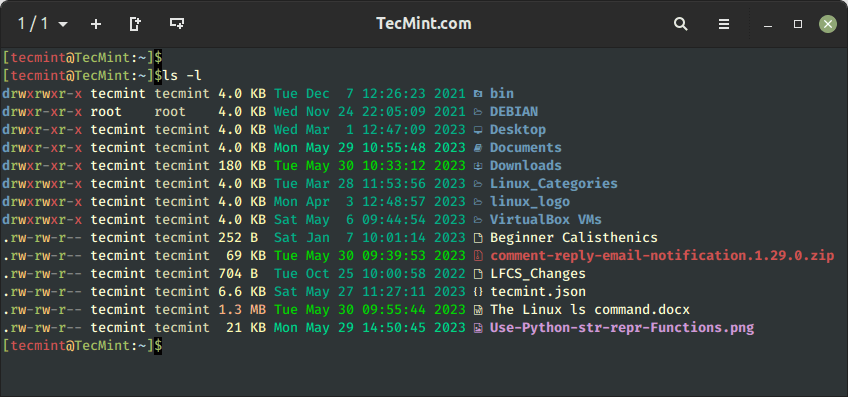 Long Listinig of Files in Linux