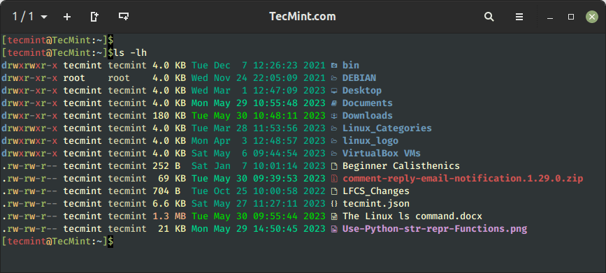 Linux ls Command File Size Formatting