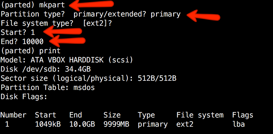 Create Primary or Logical Linux Partitions