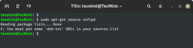 fix you must put some deb src uris in your sources list error