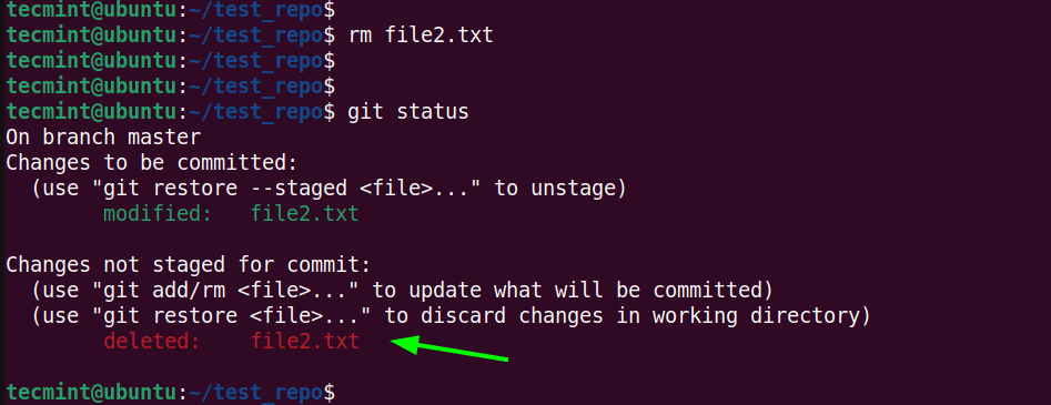 Confirm File Deletion in Git