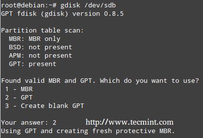 Create GPT Partitions in Linux