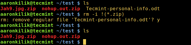 Delete All Files Except Zip Files in Linux