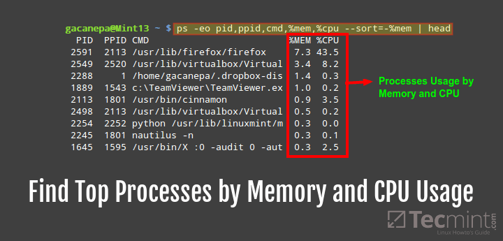 Find Linux Processes By RAM and CPU Usage