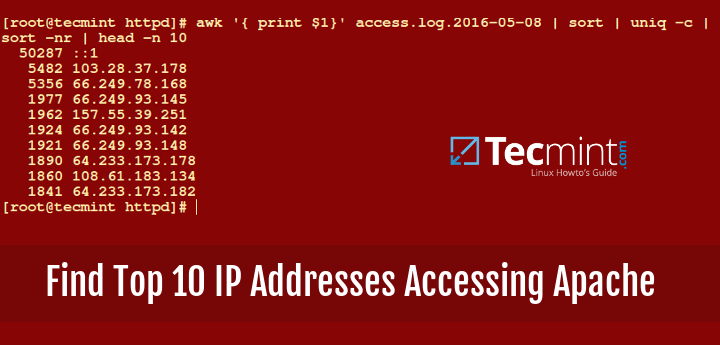 Find Top IP Address Accessing Apache Web Server