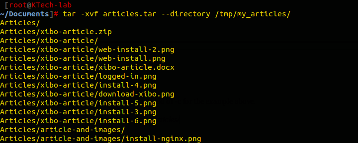 Extract Tar Files to Specific Directory