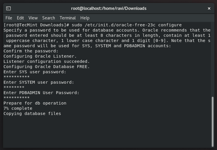 Configure Oracle Database in Linux