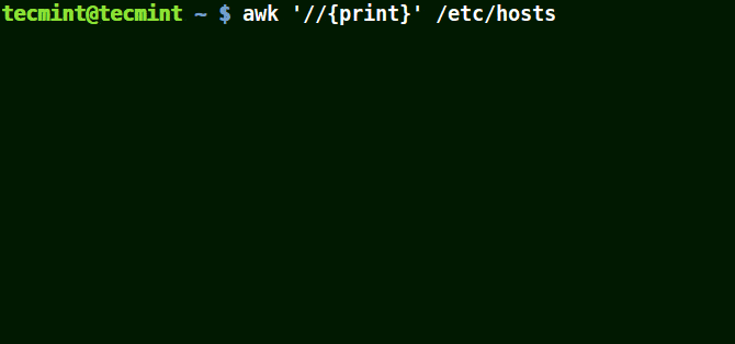 Awk Prints all Lines in a File 