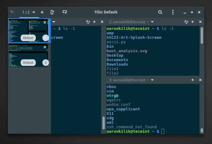 Tilix with Multiple Linux Terminal Windows