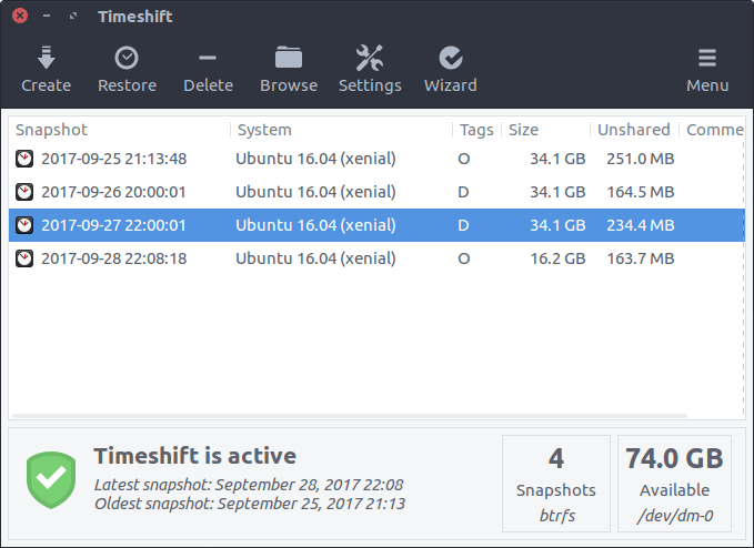 Timeshift System Restore Tool for Linux