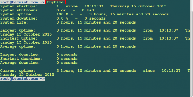 tuptime – Tracks Your Linux System’s Past and Future Uptime