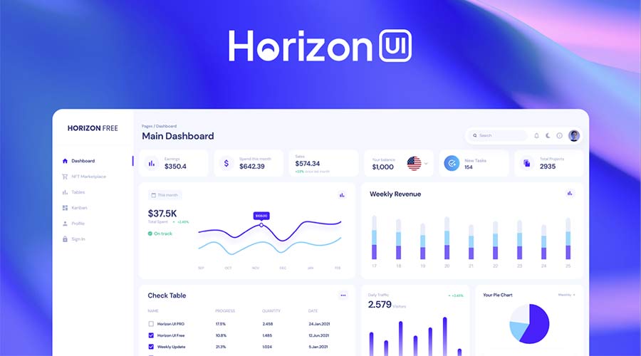 Horizon UI - Trendiest Open Source Admin Template Dashboard for Figma